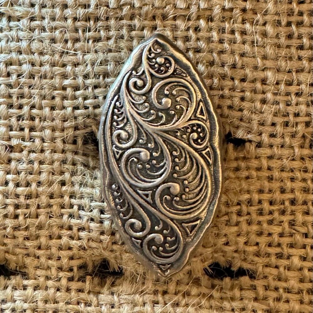 Or Paz Isreal Sterling Silver 925 Scroll Hammered Modernist Ring Size 6